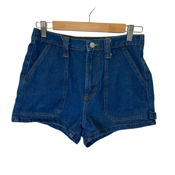 Women's Ultra High-Rise Cargo Utility Midi Denim Shorts - Wild Fab Sz 6 - Picture 4 of 7
